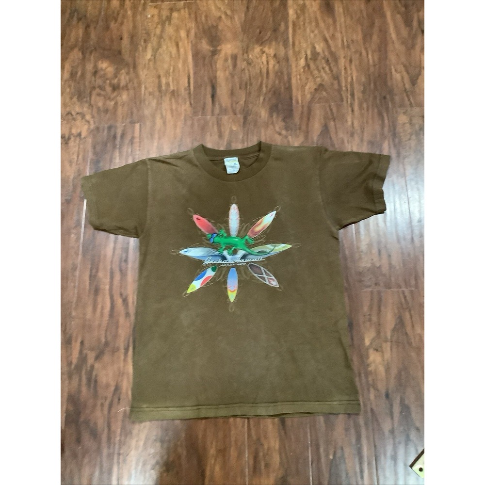 Gecko Hawaii Shirt Beach Surf Boards Ocean - vintage style Youth Large